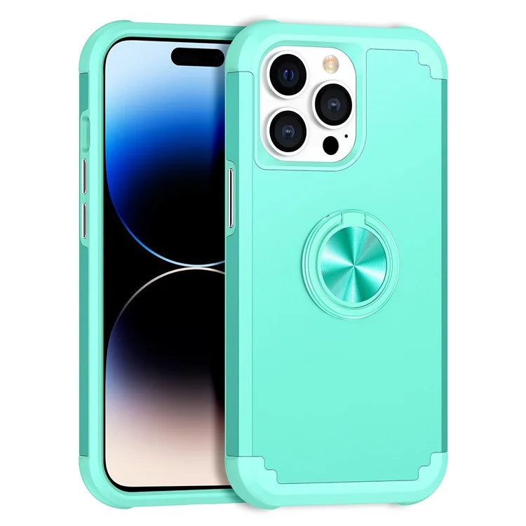 For iPhone 14 Pro Case with Ring Holder PC+TPU Drop-proof Phone Protective Cover