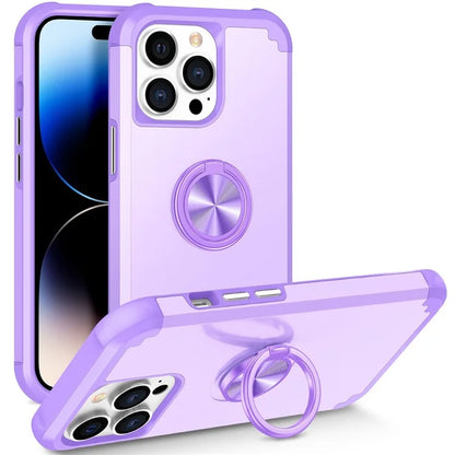 For iPhone 14 Pro Case with Ring Holder PC+TPU Drop-proof Phone Protective Cover