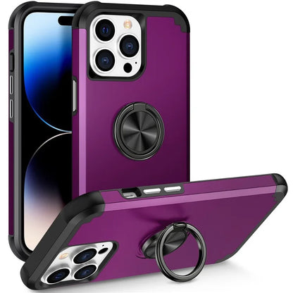 For iPhone 14 Pro Case with Ring Holder PC+TPU Drop-proof Phone Protective Cover