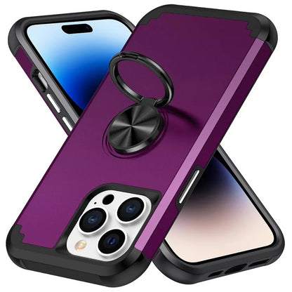 For iPhone 14 Pro Case with Ring Holder PC+TPU Drop-proof Phone Protective Cover