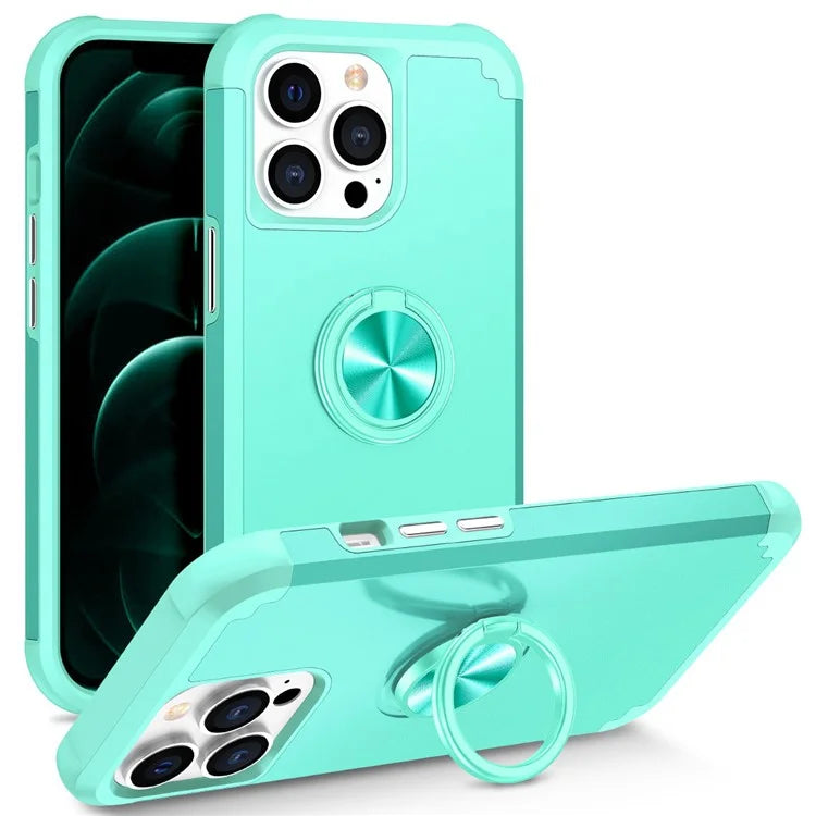 For iPhone 12  /  12 Pro Drop-proof Case PC+TPU Phone Cover with Finger Ring Holder