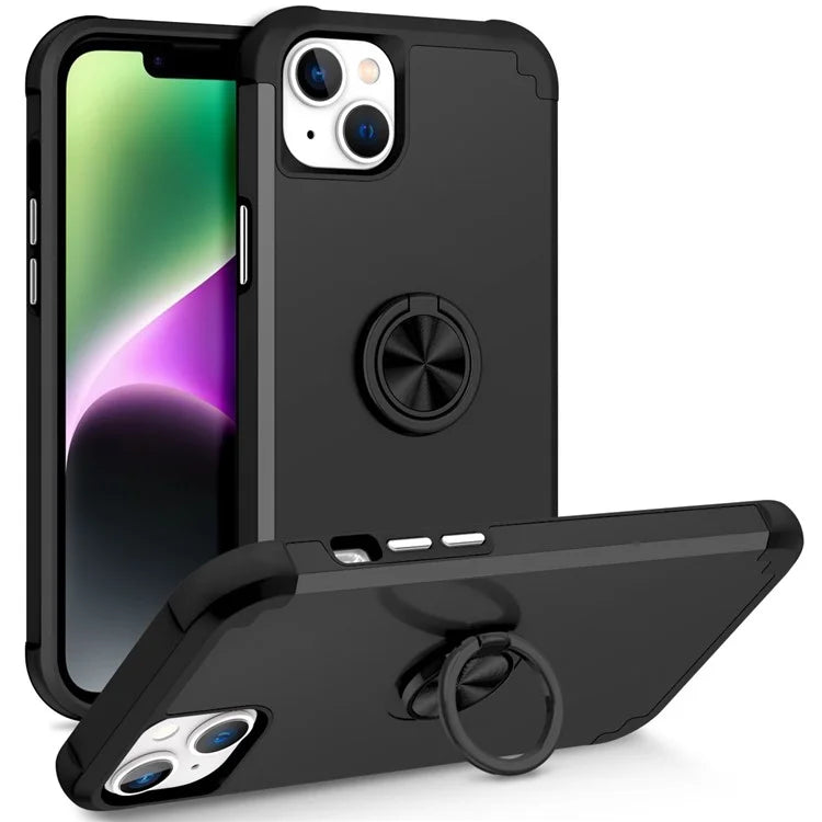 For iPhone 14 Case Scratch-resistant PC+TPU Phone Protector with Rotary Kickstand