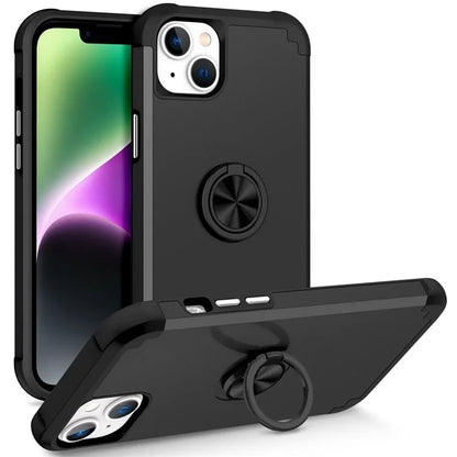 For iPhone 14 Case Scratch-resistant PC+TPU Phone Protector with Rotary Kickstand