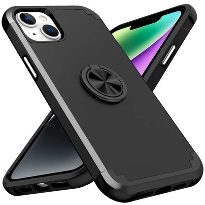 For iPhone 14 Case Scratch-resistant PC+TPU Phone Protector with Rotary Kickstand