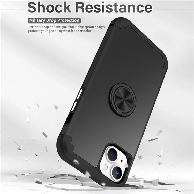 For iPhone 14 Case Scratch-resistant PC+TPU Phone Protector with Rotary Kickstand