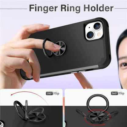 For iPhone 14 Case Scratch-resistant PC+TPU Phone Protector with Rotary Kickstand