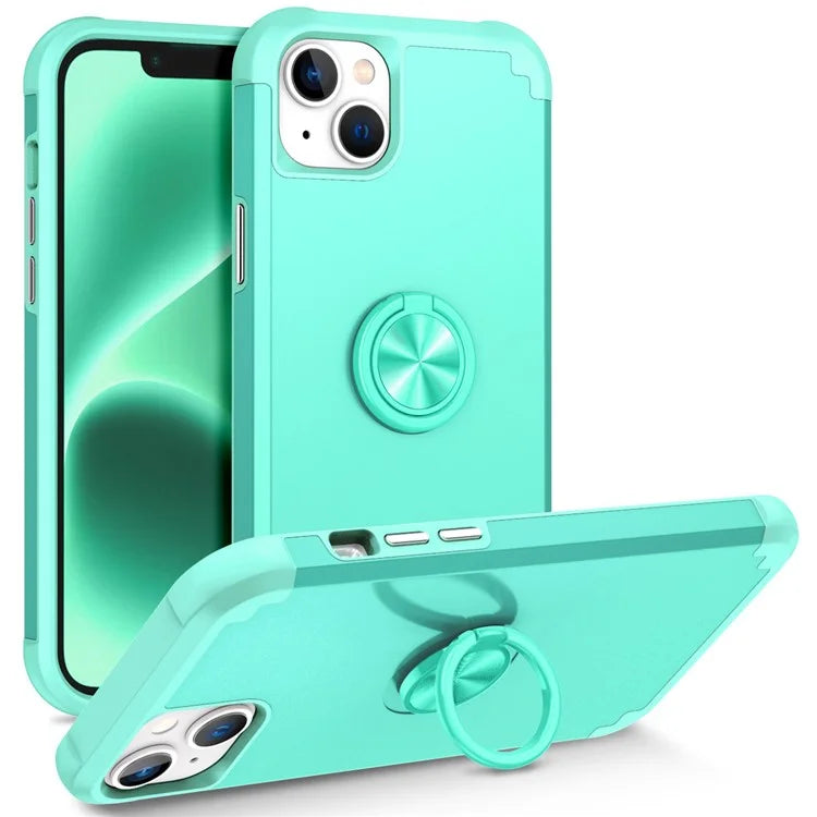 For iPhone 14 Case Scratch-resistant PC+TPU Phone Protector with Rotary Kickstand