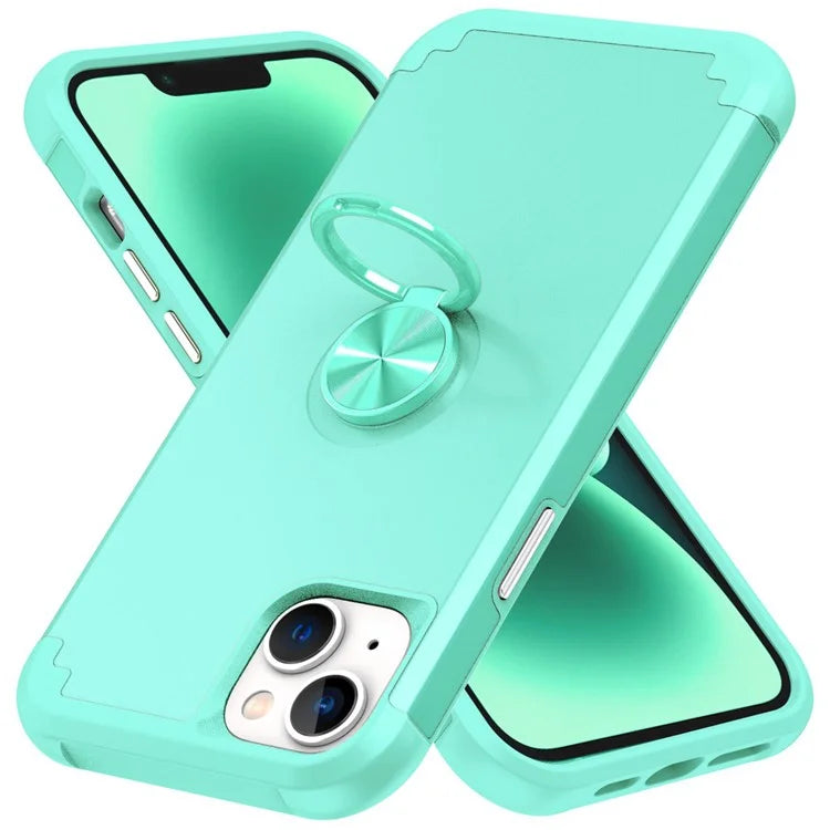 For iPhone 14 Case Scratch-resistant PC+TPU Phone Protector with Rotary Kickstand