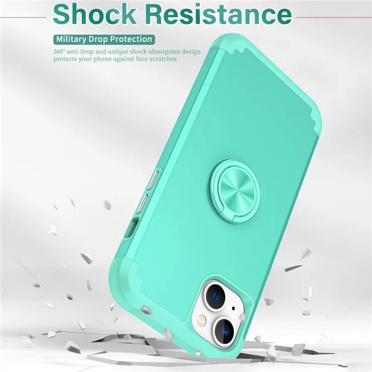 For iPhone 14 Case Scratch-resistant PC+TPU Phone Protector with Rotary Kickstand