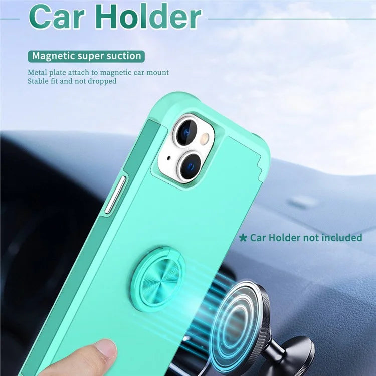 For iPhone 14 Case Scratch-resistant PC+TPU Phone Protector with Rotary Kickstand