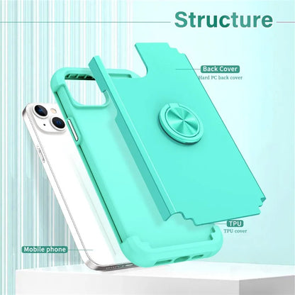 For iPhone 14 Case Scratch-resistant PC+TPU Phone Protector with Rotary Kickstand