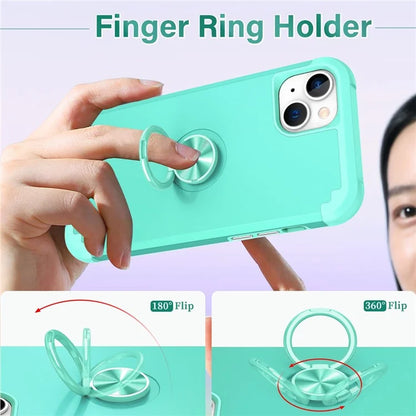 For iPhone 14 Case Scratch-resistant PC+TPU Phone Protector with Rotary Kickstand