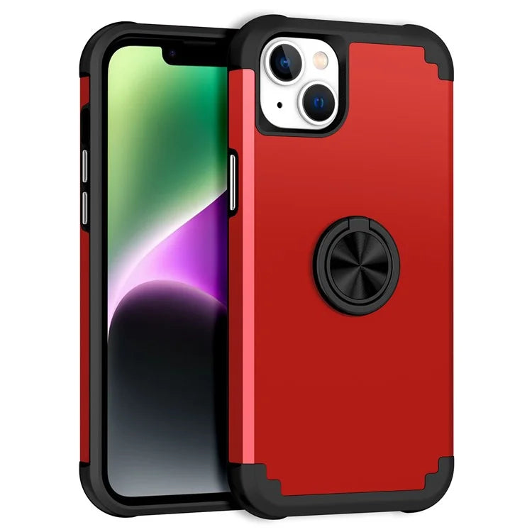 For iPhone 14 Case Scratch-resistant PC+TPU Phone Protector with Rotary Kickstand