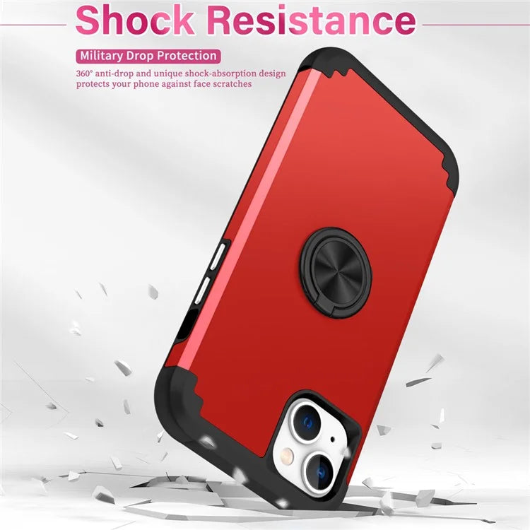 For iPhone 14 Case Scratch-resistant PC+TPU Phone Protector with Rotary Kickstand