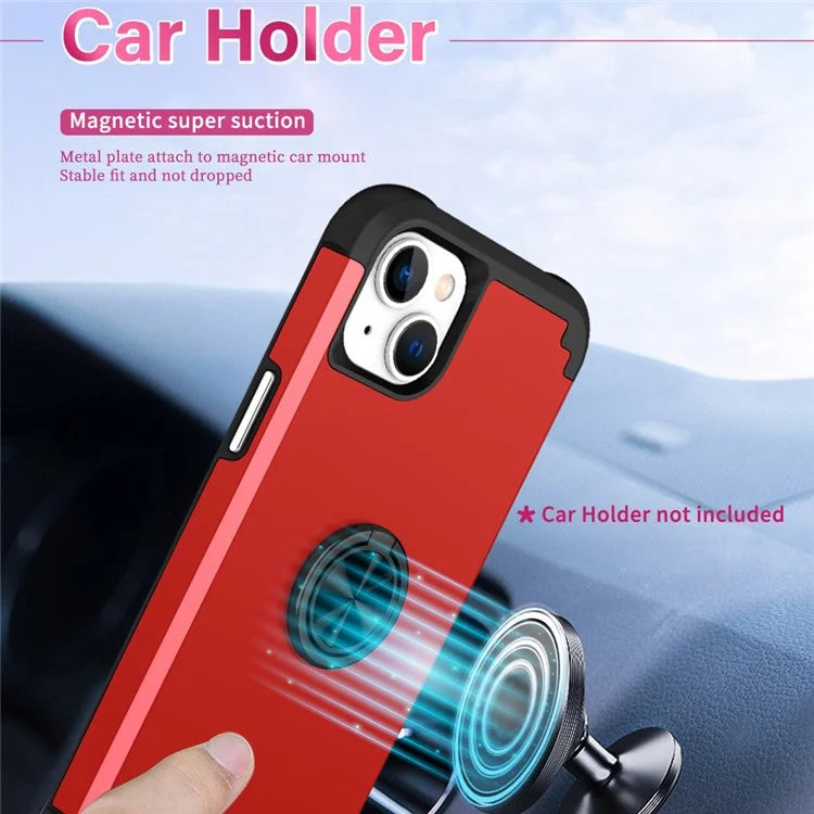 For iPhone 14 Case Scratch-resistant PC+TPU Phone Protector with Rotary Kickstand