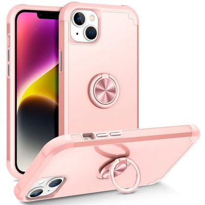 For iPhone 14 Case Scratch-resistant PC+TPU Phone Protector with Rotary Kickstand