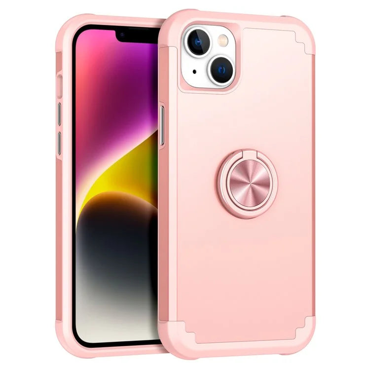 For iPhone 14 Case Scratch-resistant PC+TPU Phone Protector with Rotary Kickstand