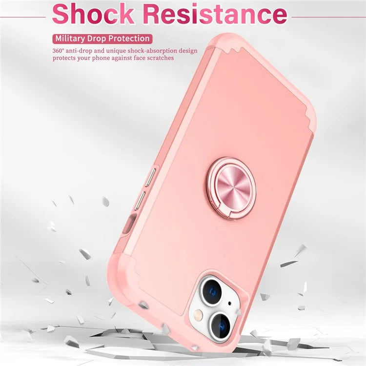 For iPhone 14 Case Scratch-resistant PC+TPU Phone Protector with Rotary Kickstand