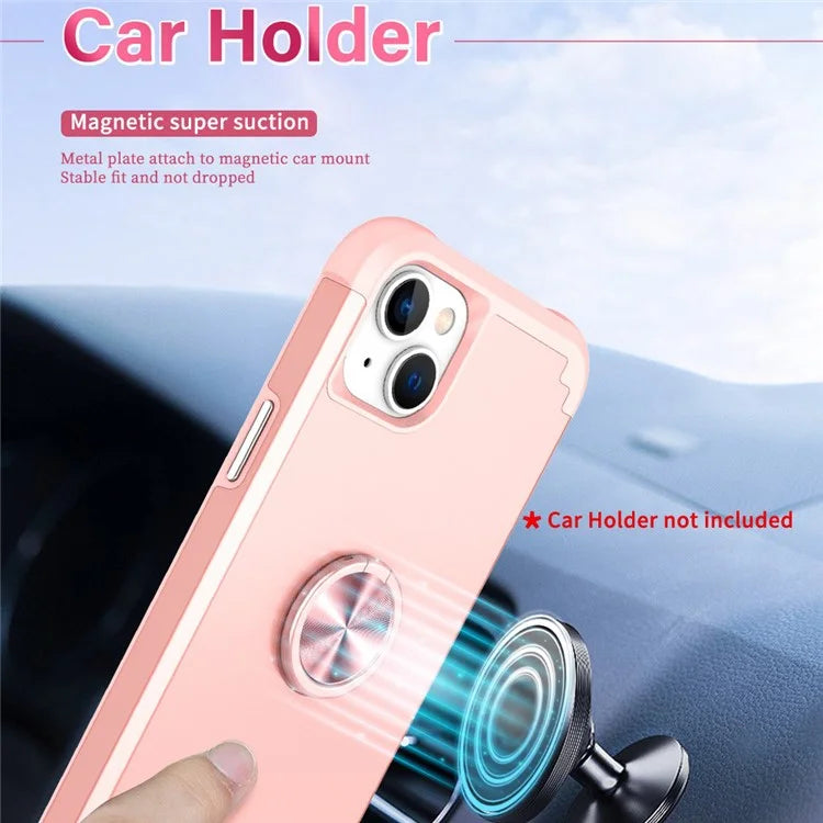 For iPhone 14 Case Scratch-resistant PC+TPU Phone Protector with Rotary Kickstand
