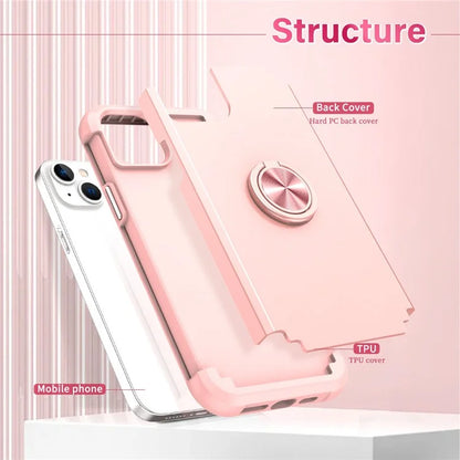 For iPhone 14 Case Scratch-resistant PC+TPU Phone Protector with Rotary Kickstand