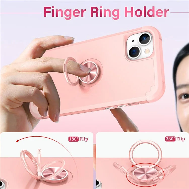 For iPhone 14 Case Scratch-resistant PC+TPU Phone Protector with Rotary Kickstand