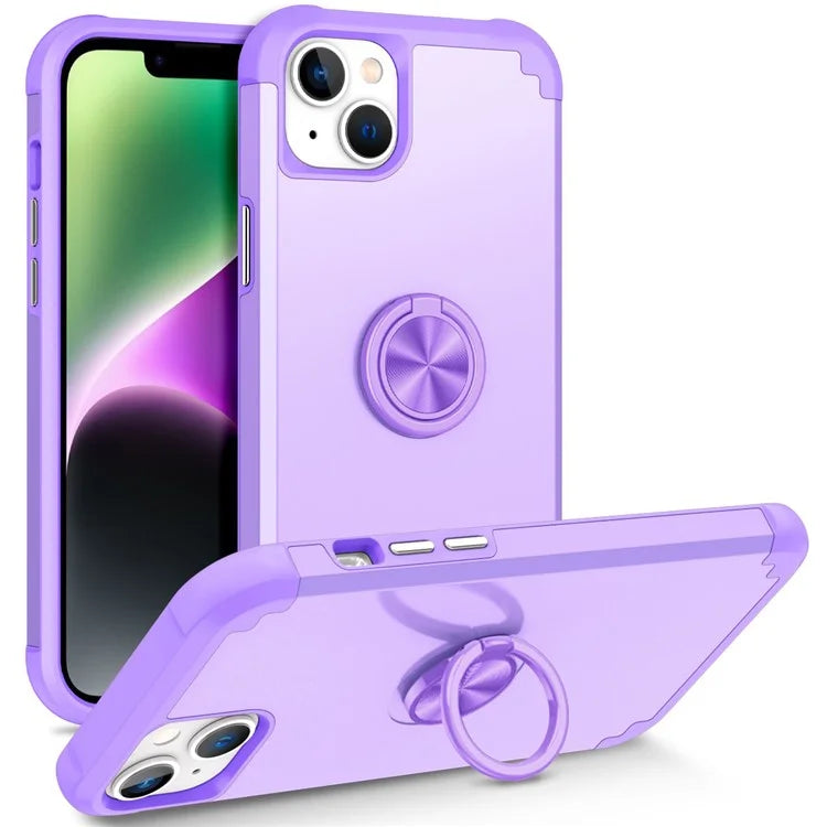 For iPhone 14 Case Scratch-resistant PC+TPU Phone Protector with Rotary Kickstand