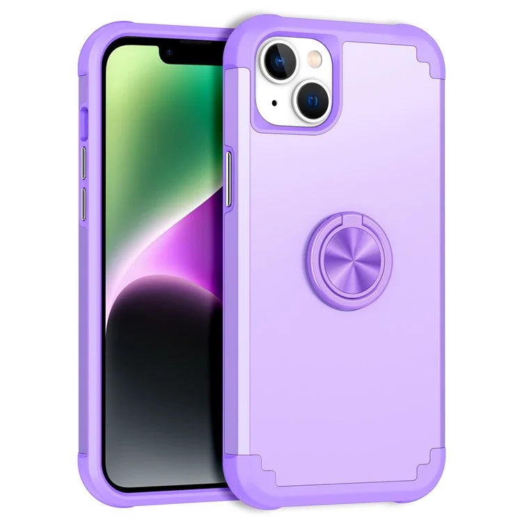 For iPhone 14 Case Scratch-resistant PC+TPU Phone Protector with Rotary Kickstand