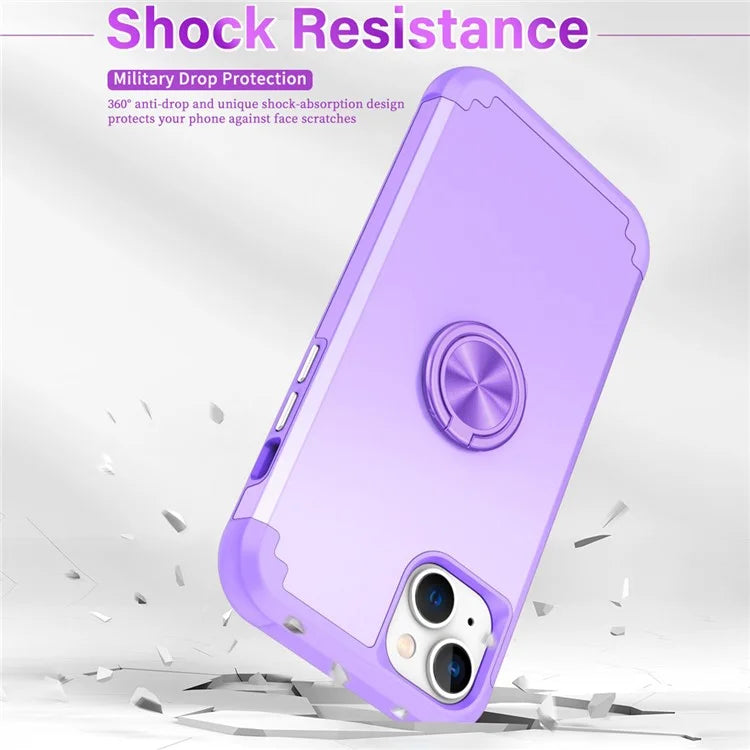 For iPhone 14 Case Scratch-resistant PC+TPU Phone Protector with Rotary Kickstand