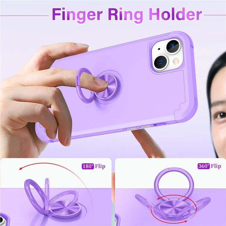 For iPhone 14 Case Scratch-resistant PC+TPU Phone Protector with Rotary Kickstand