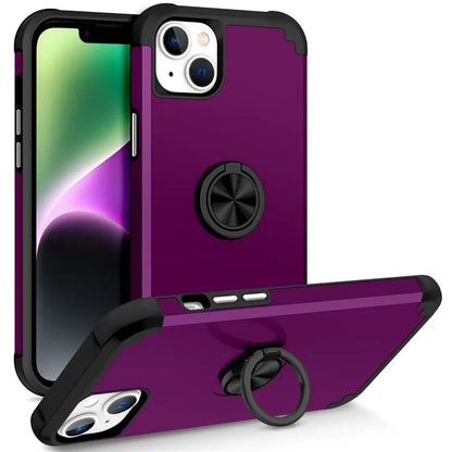 For iPhone 14 Case Scratch-resistant PC+TPU Phone Protector with Rotary Kickstand