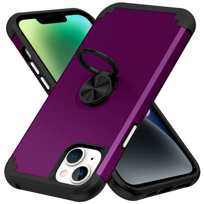 For iPhone 14 Case Scratch-resistant PC+TPU Phone Protector with Rotary Kickstand
