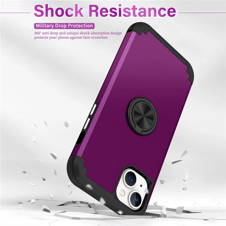 For iPhone 14 Case Scratch-resistant PC+TPU Phone Protector with Rotary Kickstand
