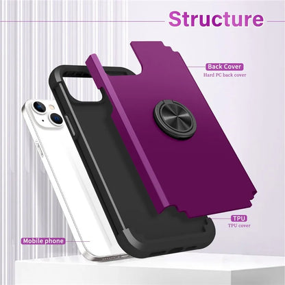 For iPhone 14 Case Scratch-resistant PC+TPU Phone Protector with Rotary Kickstand