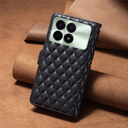 BINFEN COLOR BF Style-15 For Xiaomi Redmi K70E 5G / Poco X6 Pro 5G Case Zipper Wallet Stand Cover with Strap
