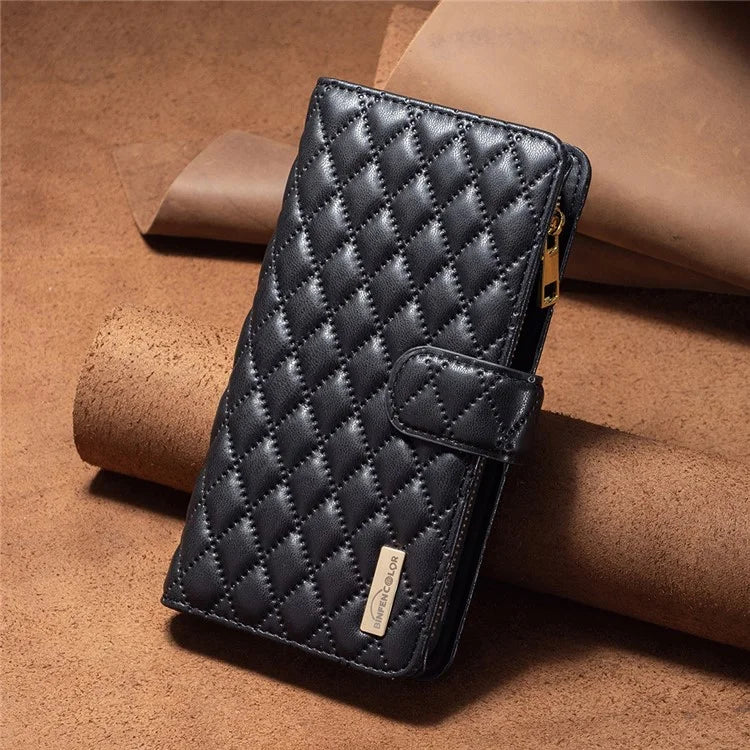 BINFEN COLOR BF Style-15 For Xiaomi Redmi K70E 5G / Poco X6 Pro 5G Case Zipper Wallet Stand Cover with Strap