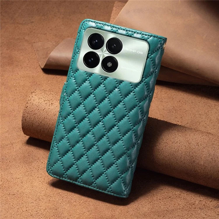 BINFEN COLOR BF Style-15 For Xiaomi Redmi K70E 5G / Poco X6 Pro 5G Case Zipper Wallet Stand Cover with Strap