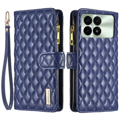 BINFEN COLOR BF Style-15 For Xiaomi Redmi K70E 5G / Poco X6 Pro 5G Case Zipper Wallet Stand Cover with Strap
