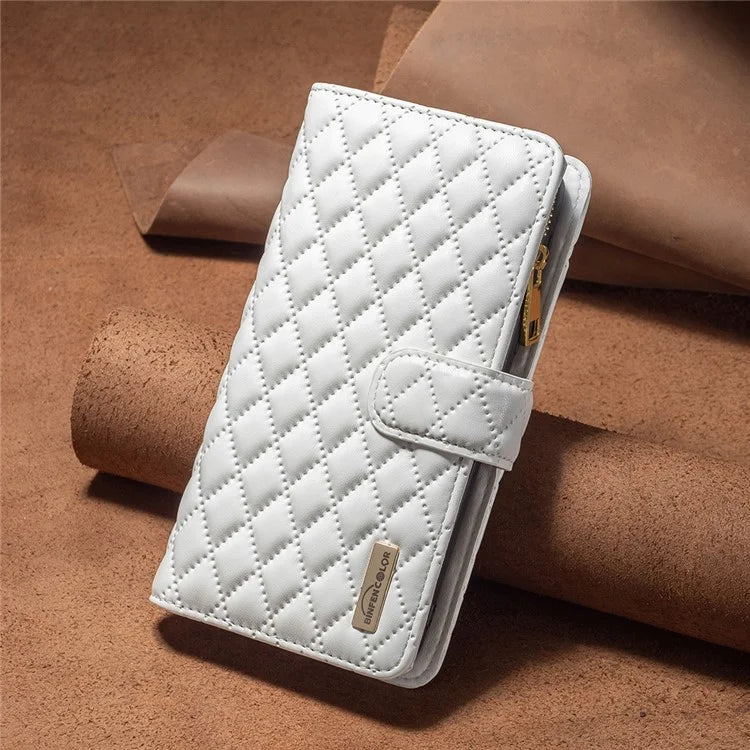 BINFEN COLOR BF Style-15 For Xiaomi Redmi K70E 5G / Poco X6 Pro 5G Case Zipper Wallet Stand Cover with Strap