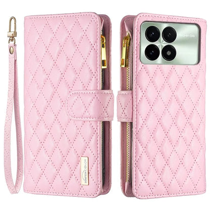 BINFEN COLOR BF Style-15 For Xiaomi Redmi K70E 5G / Poco X6 Pro 5G Case Zipper Wallet Stand Cover with Strap