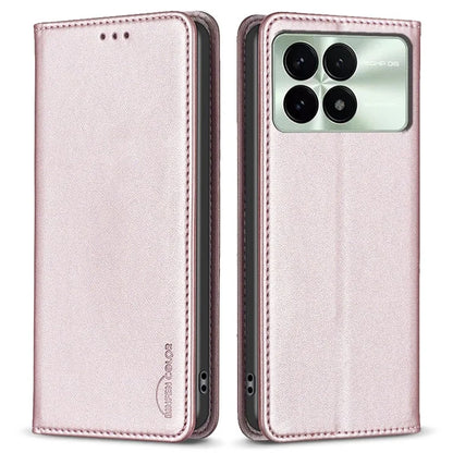 BINFEN COLOR BF18 For Xiaomi Redmi K70E 5G / Poco X6 Pro 5G Leather Cover with 3 Card Slots Stand Phone Case