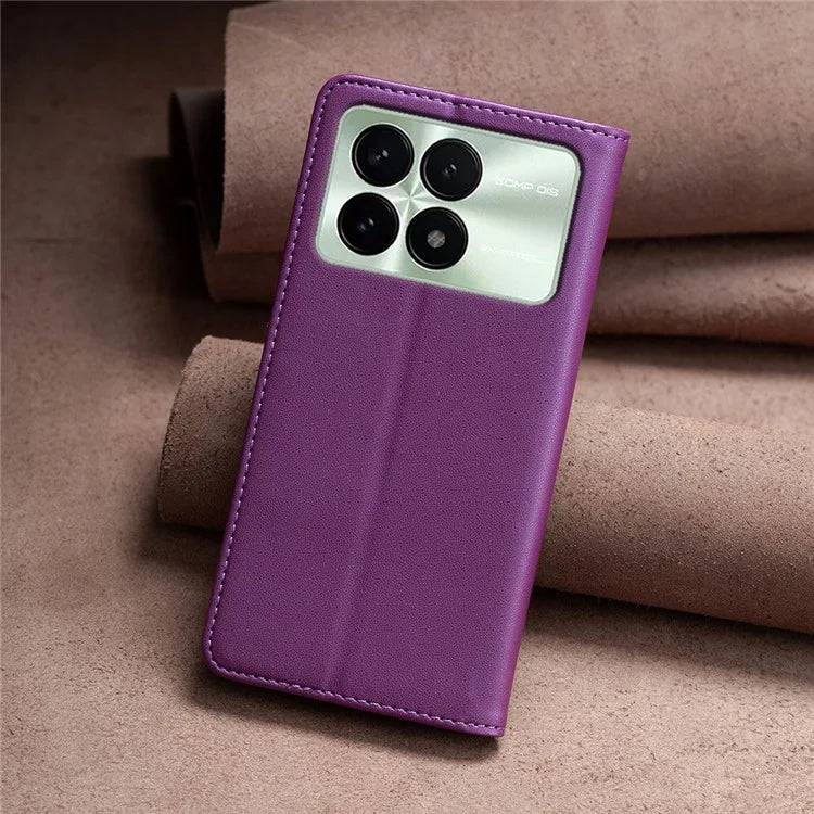 BINFEN COLOR BF18 For Xiaomi Redmi K70E 5G / Poco X6 Pro 5G Leather Cover with 3 Card Slots Stand Phone Case