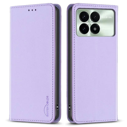 BINFEN COLOR BF18 For Xiaomi Redmi K70E 5G / Poco X6 Pro 5G Leather Cover with 3 Card Slots Stand Phone Case