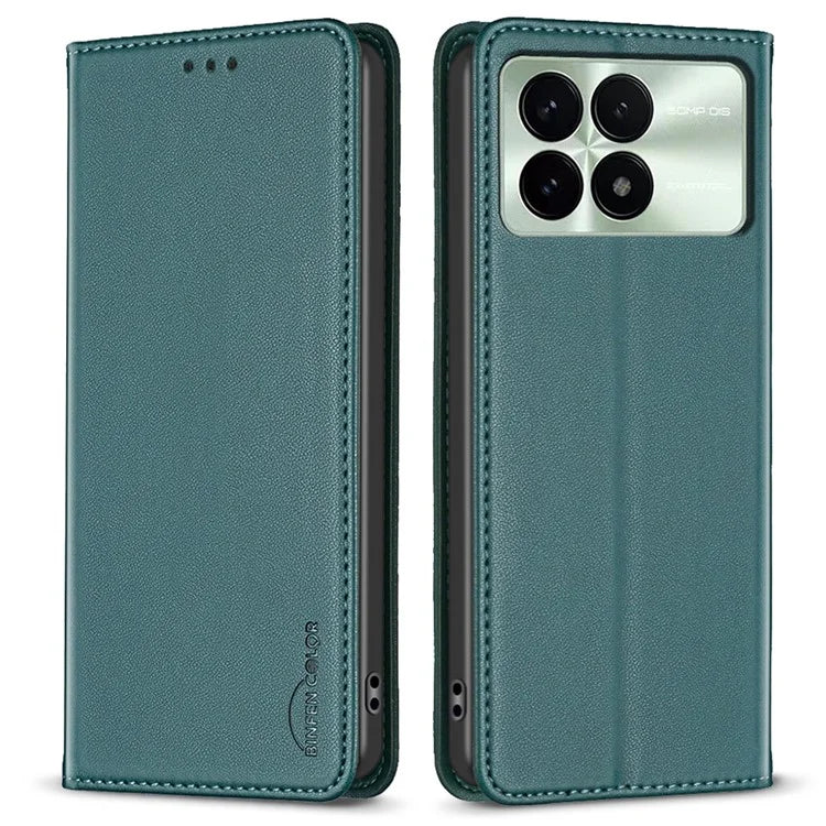 BINFEN COLOR BF18 For Xiaomi Redmi K70E 5G / Poco X6 Pro 5G Leather Cover with 3 Card Slots Stand Phone Case
