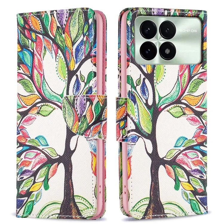 For Xiaomi Redmi K70E 5G / Poco X6 Pro 5G Leather Wallet Case Pattern Printing Phone Stand Cover