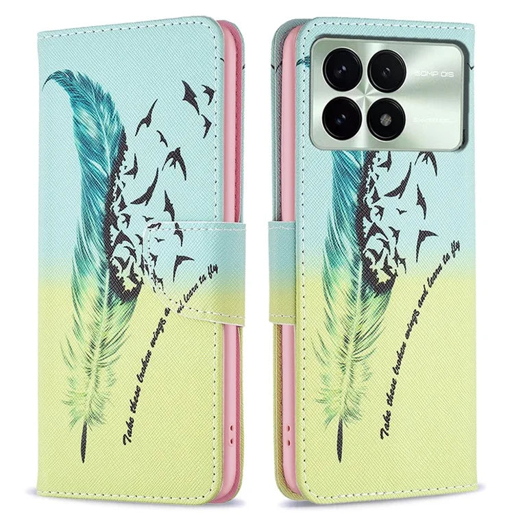 For Xiaomi Redmi K70E 5G / Poco X6 Pro 5G Leather Wallet Case Pattern Printing Phone Stand Cover