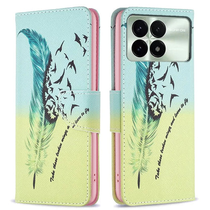 For Xiaomi Redmi K70E 5G / Poco X6 Pro 5G Leather Wallet Case Pattern Printing Phone Stand Cover