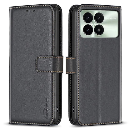 BINFEN COLOR BF17 For Xiaomi Redmi K70E 5G / Poco X6 Pro 5G Case Stand Imprint PU Leather Wallet Flip Cover