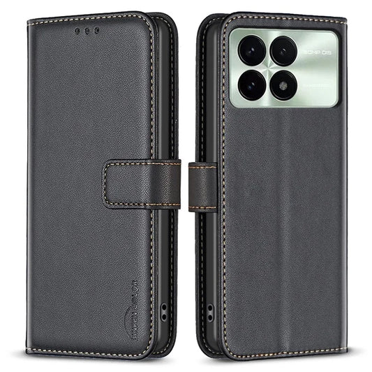 BINFEN COLOR BF17 For Xiaomi Redmi K70E 5G / Poco X6 Pro 5G Case Stand Imprint PU Leather Wallet Flip Cover