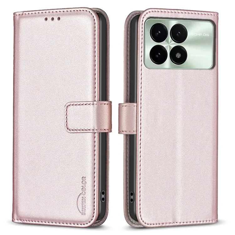 BINFEN COLOR BF17 For Xiaomi Redmi K70E 5G / Poco X6 Pro 5G Case Stand Imprint PU Leather Wallet Flip Cover
