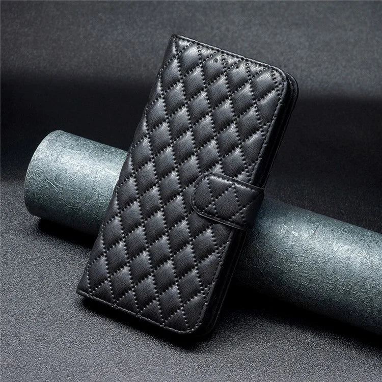 BINFEN COLOR BF Style-14 For Xiaomi Redmi K70 5G  /  K70 Pro 5G Leather Case Rhombus Grid Cover Wallet Stand